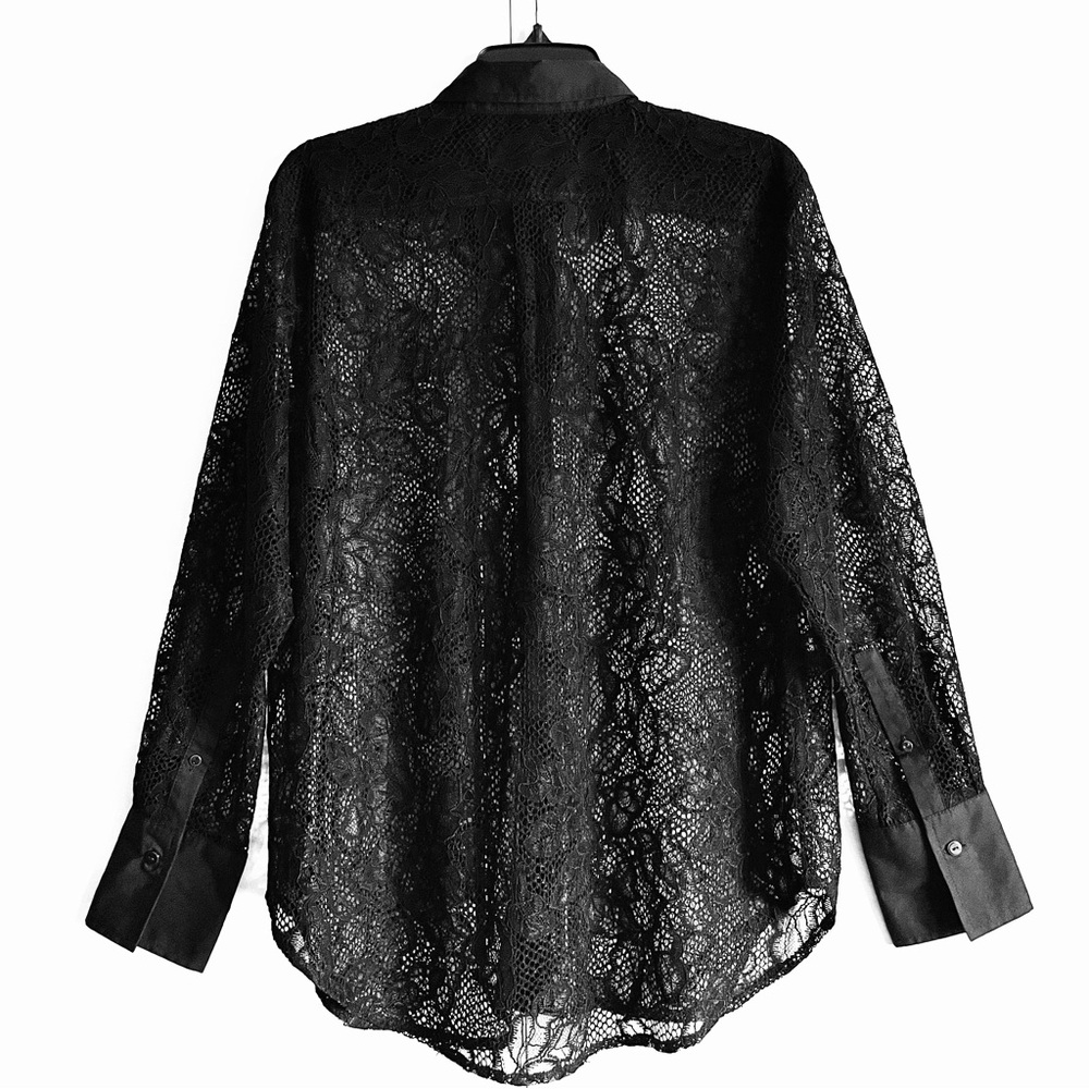 Soaked Nylah Black Lace Button Down Blouse Size M EUC - Picture 5 of 16